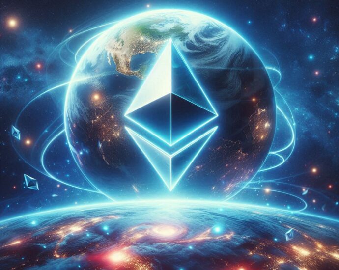 Ethereum in the sky with Earth as the background